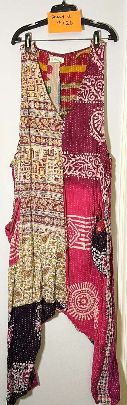 Kantha Bae Erin Patchwork Kantha Stitched Harem Jumpsuit One Size